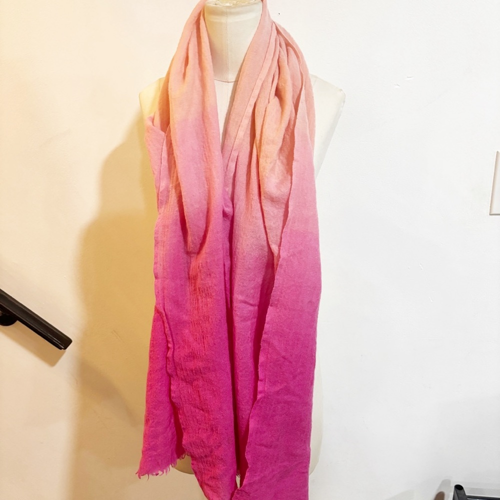J.Crew Pink Ombré Wool Scarf Cozy Winter‎ Wrap